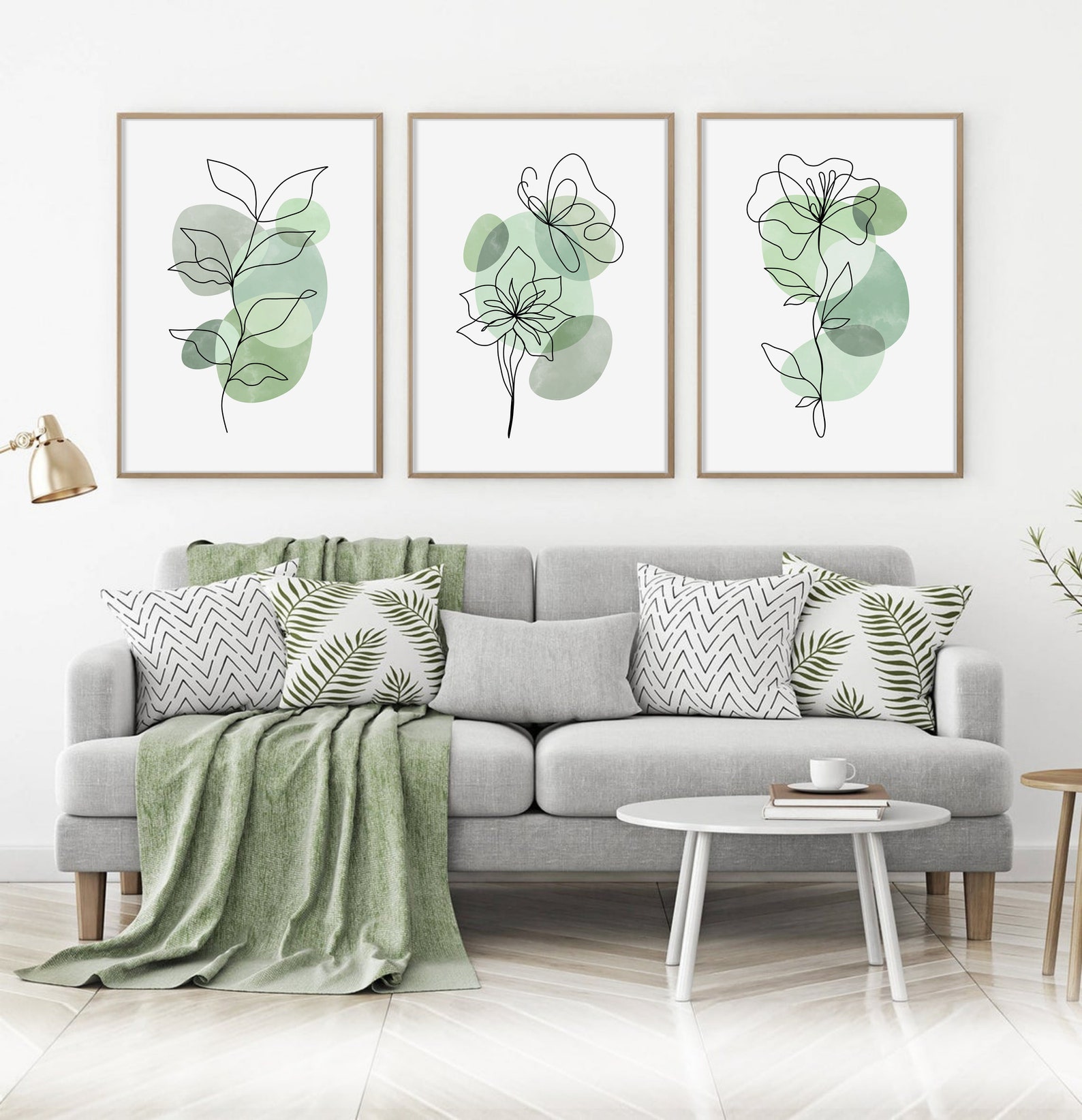 Sage Green Printable Wall Art Abstract Botanical Prints Set - Etsy