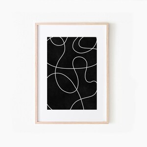 Svartvitt minimalistiskt tryck set om 2, abstrakt linjekonst, digital nedladdning, klotterlinjeteckningsaffischset, utskrivbar väggkonst bild 4