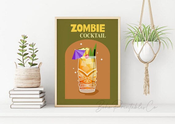 Zombie Tiki Cocktail Print, Halloween Cocktail Printable Wall Art, Spooky  Tiki Bar Cart Sign, DIGITAL DOWLOAD, Halloween Decor - Etsy Sweden
