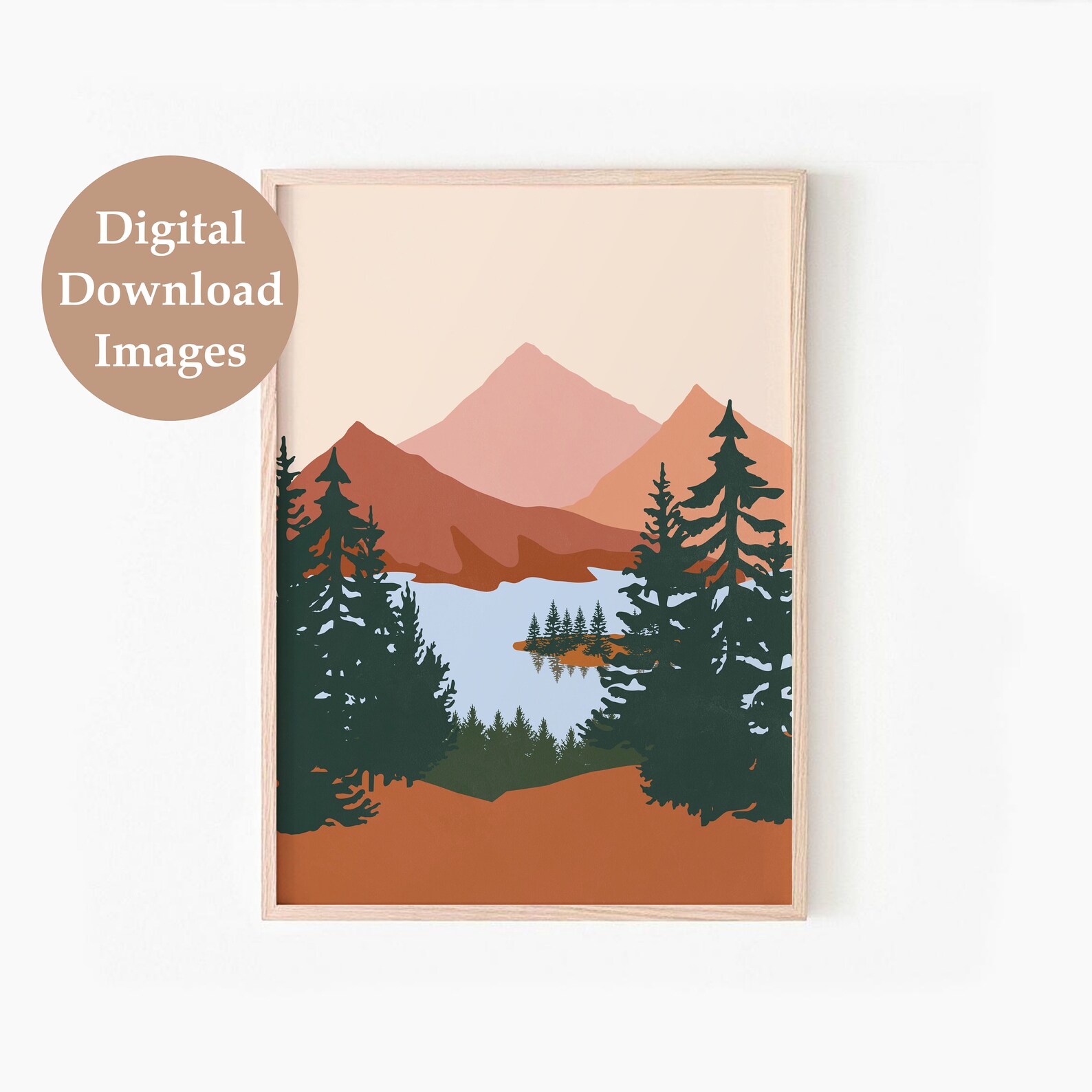 Abstract Mountain Print Set of 3, DIGITAL DOWNLOAD, Mid Century Modern ...