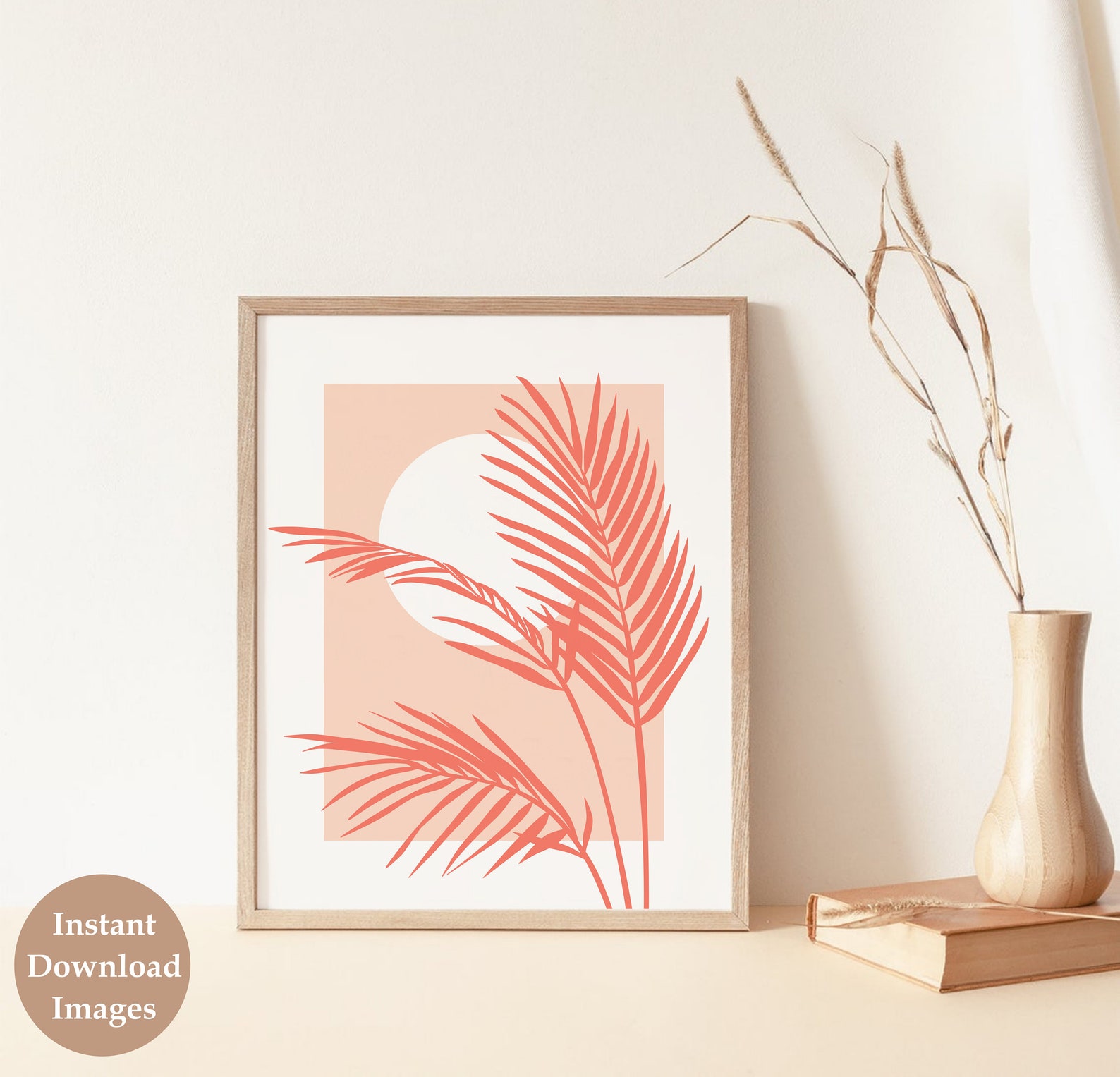 Boho Abstract Set of 3 Prints, PRINTABLE Wall Art, Peachy Boho Wall ...