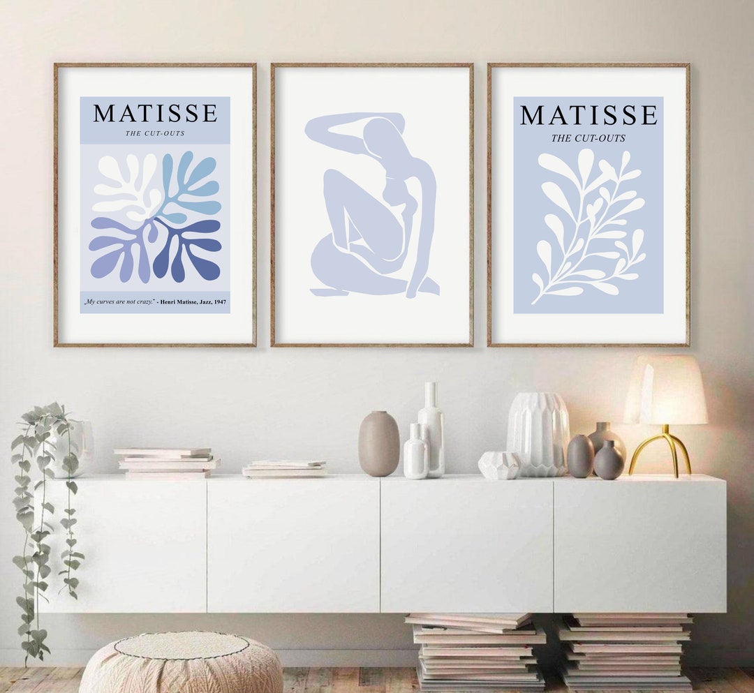 Blue Matisse Print Set of 3, Abstract Printable Wall Art, Henri Matisse ...