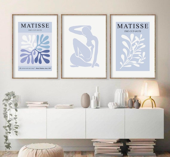 Sky Blue Matisse Print Set of 3 Matisse Exhibition Poster INSTANT DOWNLOAD Sky Blue Matisse Prints Set Matisse Cut-out Gallery Wall Set