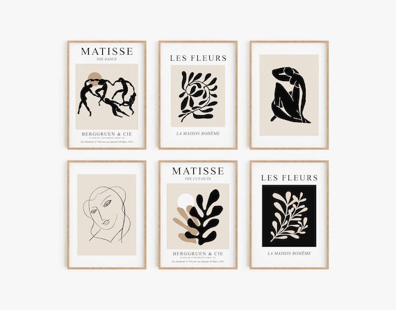 Black and Beige Matisse Print Set of 6 Abstract Printable - Etsy Canada