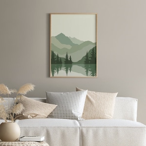 Sage Green Abstract Mountains Print, DIGITAL DOWNLOAD, Boho Landscape Printable Wall Art, Mid Century Modern Poster image 5