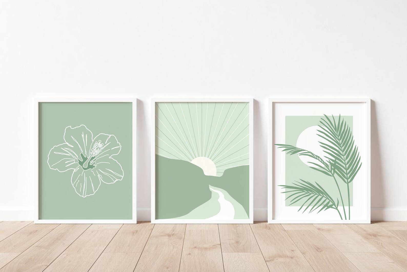 Sage Green Print Set of 3 Boho Gallery Wall Set Abstract | Etsy