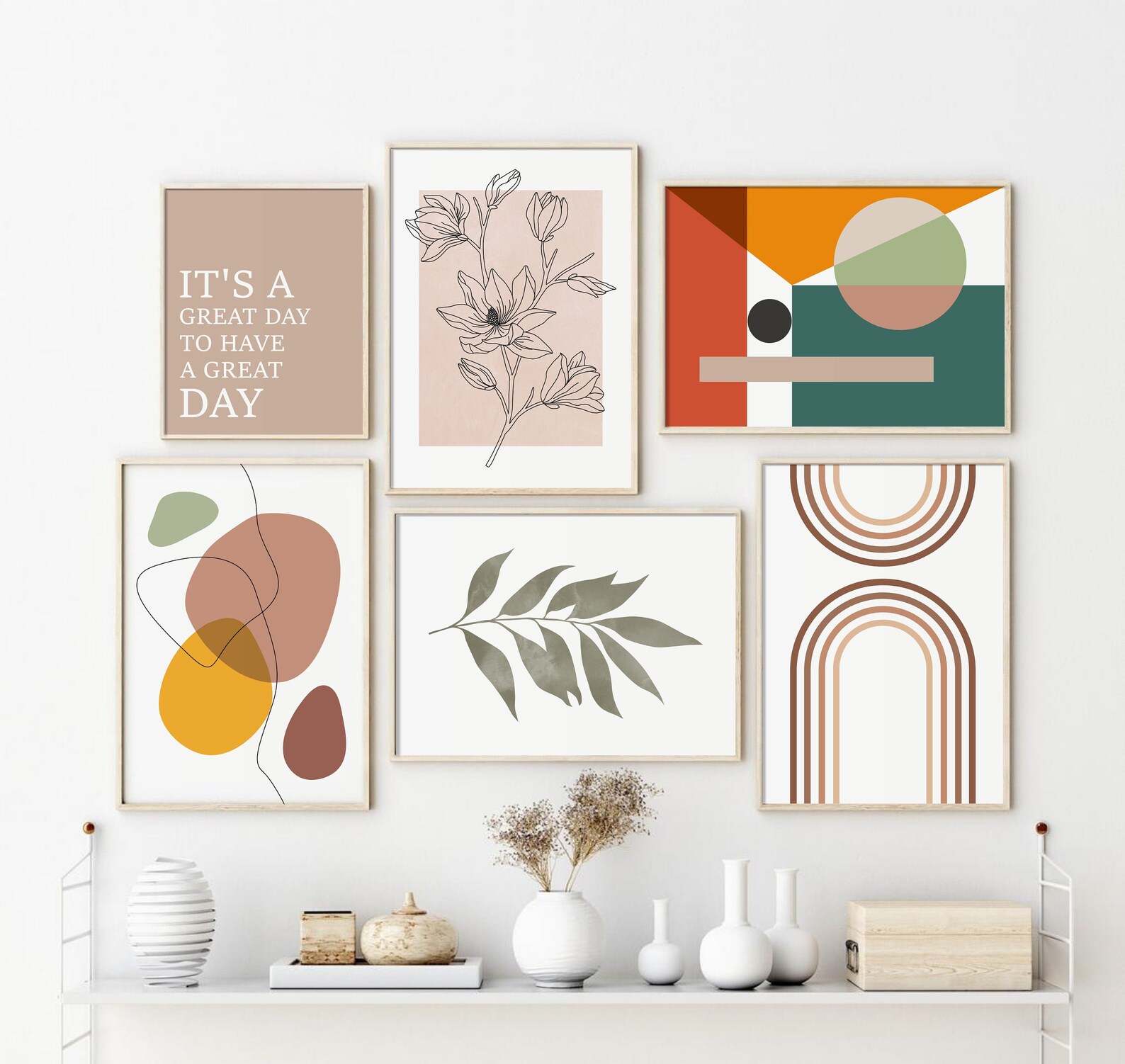 Mid century modern art print set.