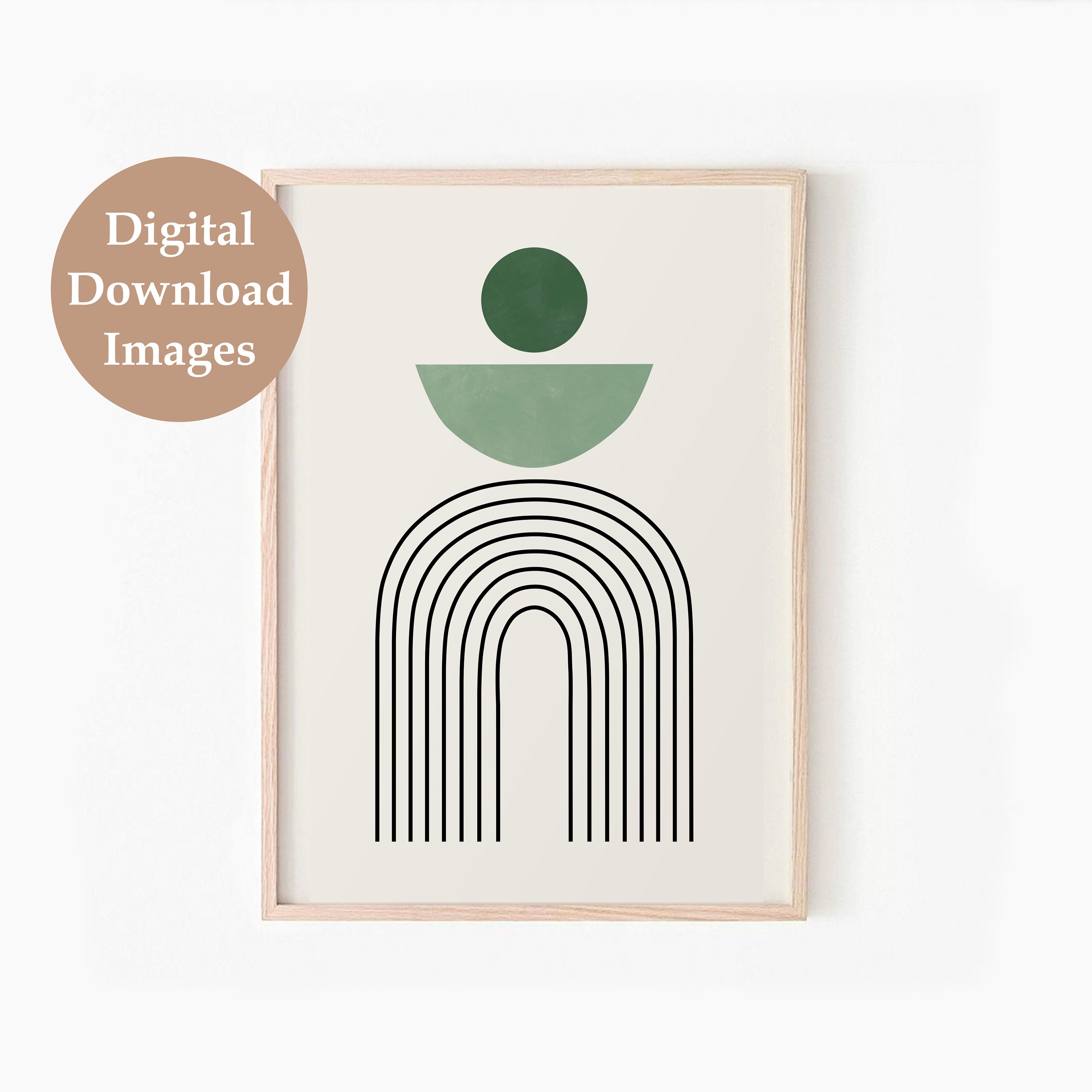 Dark Green Abstract Printable Wall Art, Mid Century Modern Print Set of ...