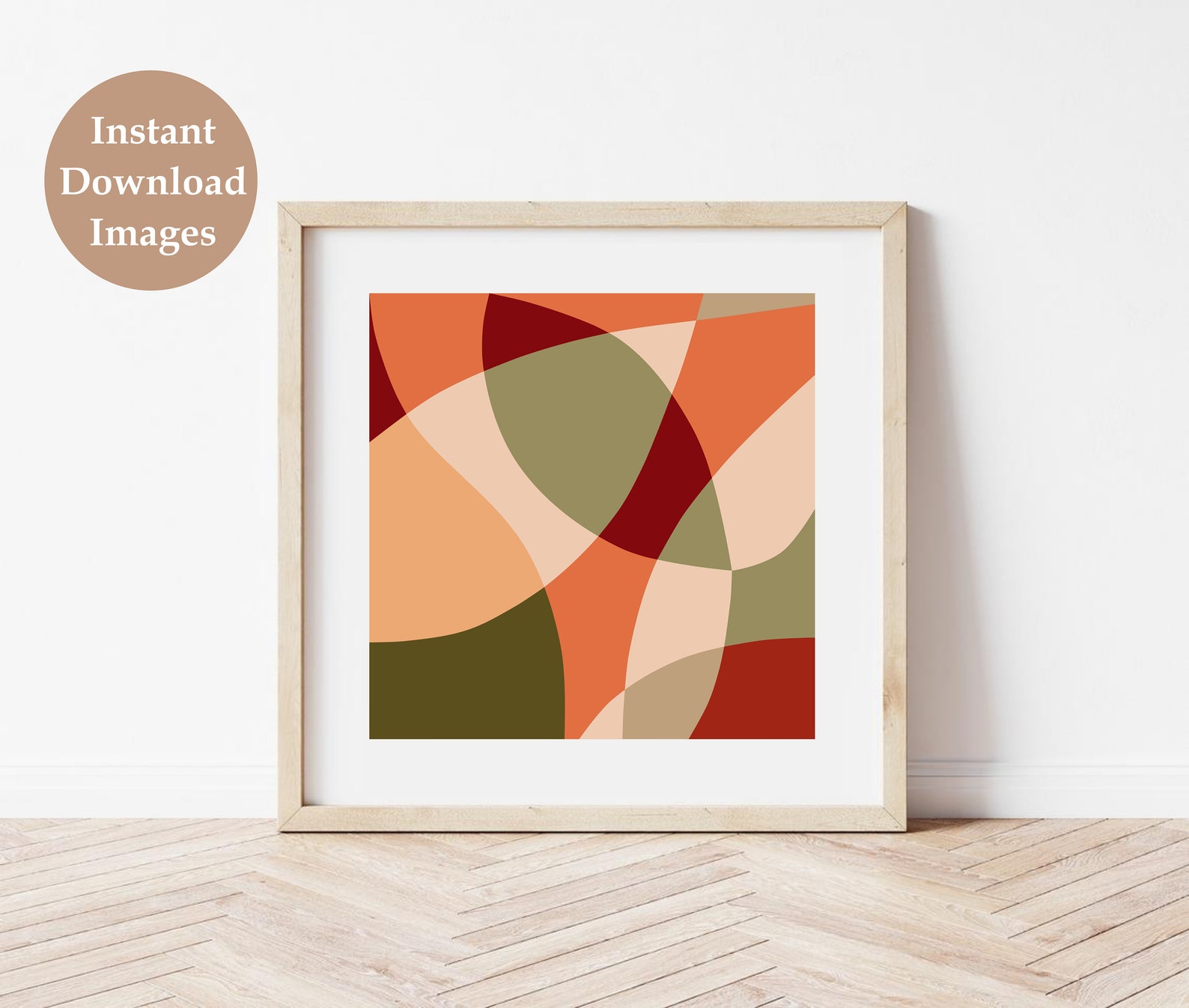 Square Prints Set of 3, Square Abstract Printable Wall Art, Terracotta ...