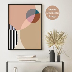 Geometric Shapes Printable Wall Art, Neutral Abstract Print, Mid ...