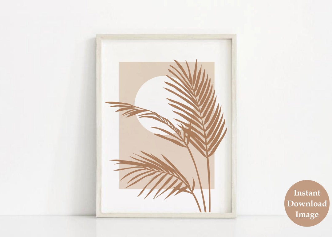Palm Leaf Printable Wall Art, Neutral Botanical Wall Art, Palm Tree ...