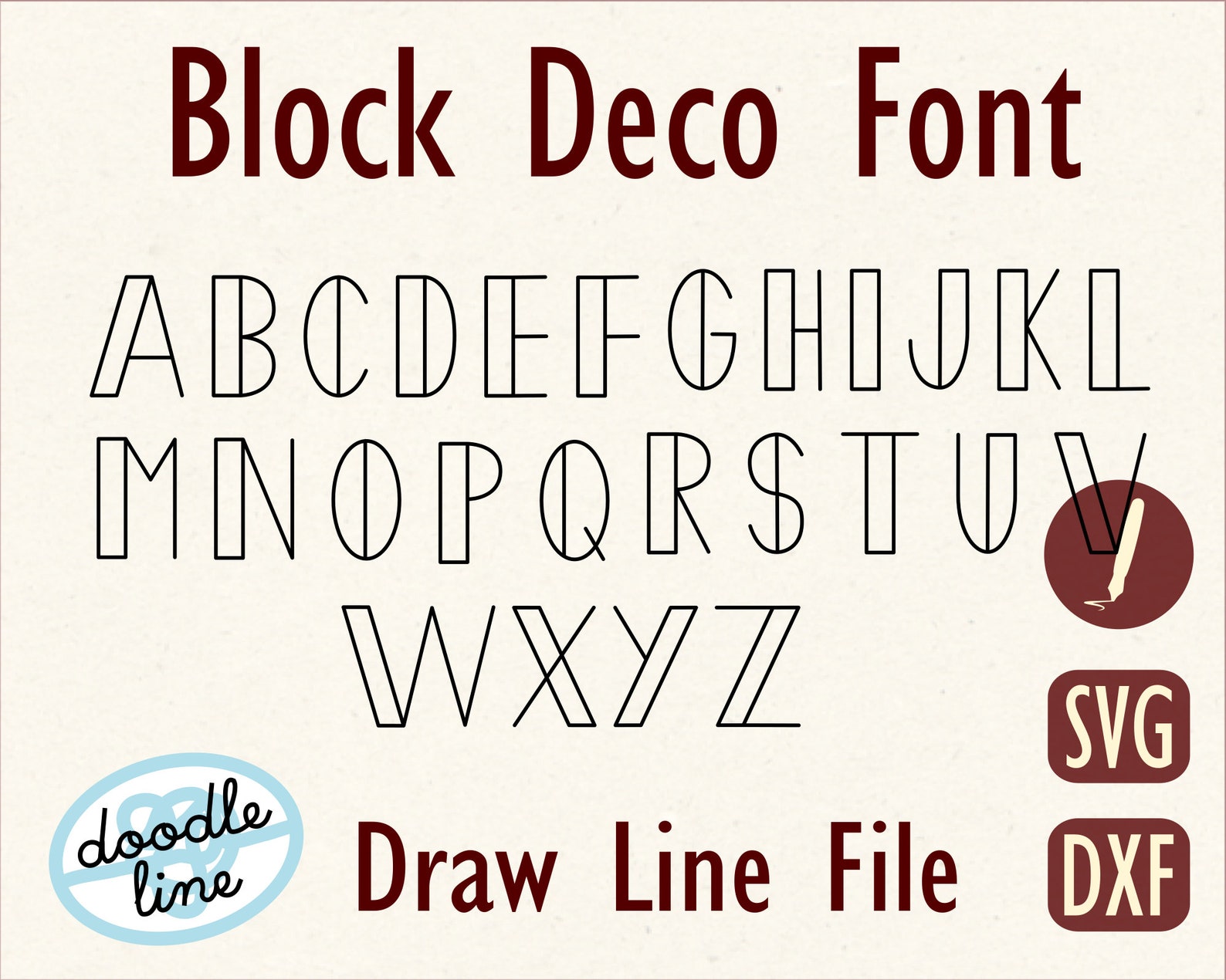 Single Line Block Font Svg A 20s Deco Style Draw Line Etsy