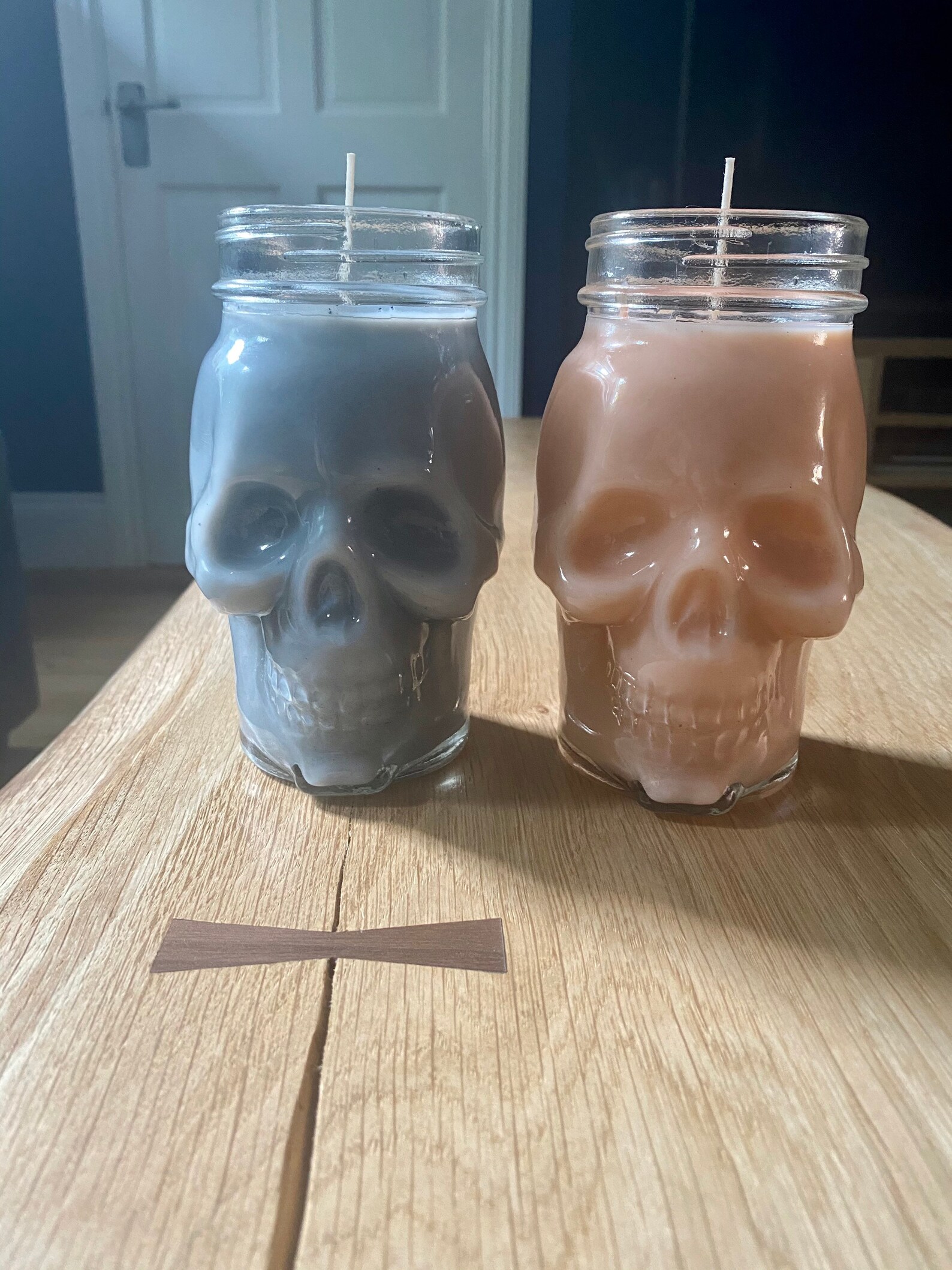 Large skull glass jar candle. Hand made unique gift. Etsy