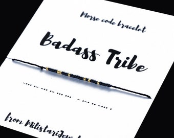 BADASS TRIBE Morse code bracelet, best friend gifts, friendship bracelet, minimalist braclet, funny bracelets, Christmas gifts