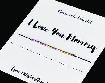 I Love You Mommy morse code bracelet, mothers gift from daughter, long distance mom bracelet, gifts for mommy from son