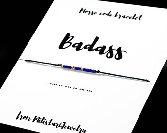 BADASS morse code bracelet, Best friend gifts, Friendship bracelet, Adult party favors, Friend group gifts, Strong woman bracelet