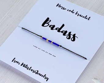 BADASS morse code bracelet, Best friend gifts, Friendship bracelet, Adult party favors, Friend group gift, Funny bracelet, Friendship gift