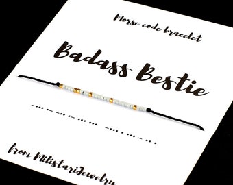 BADASS BESTIE morse code bracelet, Best friend gifts, Friendship bracelet, Female friend gifts, Adult party favors, Christmas gifts