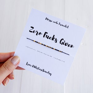 ZERO FUCKS GIVEN morse code bracelet, Best friend gifts, Friendship bracelet, Adult party favors, Friend group gifts, Funny bracelet