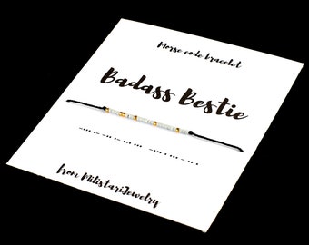 BADASS BESTIE Morse code bracelet, Best friend gifts, Friendship bracelet, Female friend gift, Adult party favors, Christmas gift