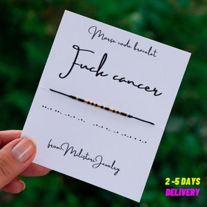 FUCK CANCER morse code bracelet, gifts for people with cancer, cancer fighter gift, nobody fights alone, breast cancer, cancer survivor gift