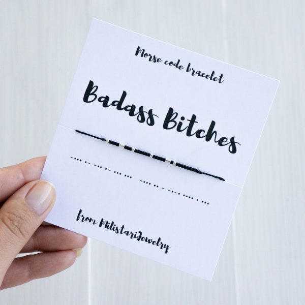 BADASS BITCHES Morse code bracelet, Best friend gifts, Adult friendship bracelet, Female friend gift, Friend group gifts, Small funny gift