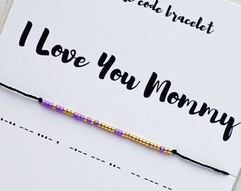 I LOVE YOU MOMMY Morse code bracelet, Mothers day gift from daughter, Mom birthday gift from son, Sentimental gift, Christmas gift