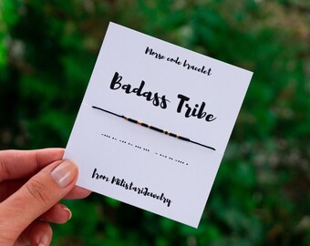 BADASS TRIBE morse code bracelet, best friend gifts, friendship bracelet, girls trip gifts, girl weekend gift, Christmas gifts, badass squad