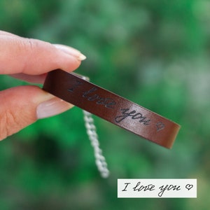 Actual handwriting bracelet, Signature bracelet, Personalized gift, Custom bracelet, Leather bracelet, Valentine's day gift, Christmas gift