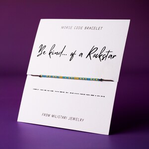Be Kind of a Rockstar Morse code bracelet, Friendship bracelet, Best friend gift, Christmas gifts, Female funny gift, Motivational gift