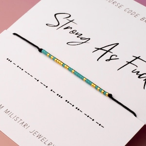 Strong As Fuck Morse Code Bracelet, Best Friend Gift, Friendship Bracelet, Empowerment Gift, Secret Message Bracelet, Feminist Gift image 4