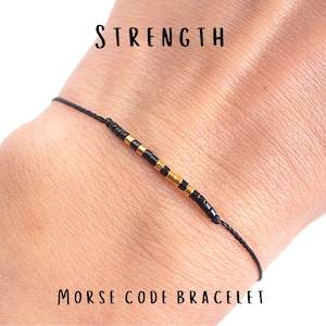 STRENGTH  Morse code bracelet, Strong woman gift, Best friend gifts, Friendship bracelet, Graduation gift, Motivation bracelet, Power gift