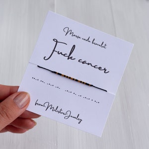 FUCK CANCER morse code bracelet, gifts for people with cancer, cancer fighter gift, nobody fights alone bracelet, breast cancer gifts