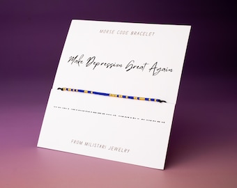 Make Depression Great Again Morse Code Bracelet, Funny Best Friend Gift, Anti Trump Bracelet, Anti MAGA Bracelet, Friendship Bracelet