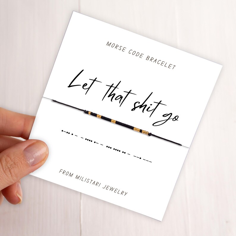 Let That Shit Do Morse Code Bracelet – Friendship Bracelet, Hidden Message, Empowerment Gift, Best Friend Gift, Christmas gifts, Funny Gift image 2