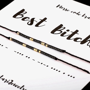 BEST BITCHES Morse code bracelet set, best friend gifts, friendship bracelet, long distance gift for bestie, birthday gift for female friend