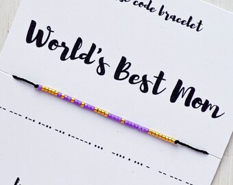 WORLD'S BEST MOM Morse code bracelet for mother, Mothers day gift, Mom birthday gift from daughter, Gift for mother from son