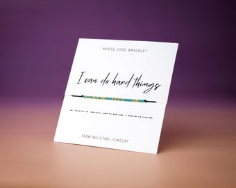 I Can Do Hard Things Morse Code Bracelet, Best Friend Gift, Friendship Bracelet, Empowerment Gift, Secret Message Bracelet