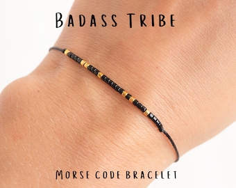 BADASS TRIBE Morse code bracelet, Best friend gift, Friendship gifts for women friends, Friendship bracelet, Christmas gifts