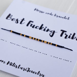 BEST FUCKING TRIBE Morse code bracelet, best friend gifts, friendship bracelet, best friend braclets, morse code gifts, morse code jewelry image 4