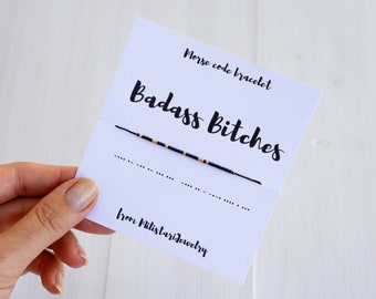 BADASS BITCHES morse code bracelet, best friend bracelet, best friend gifts, friendship bracelet, gift for friend, female friend gift