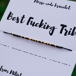 BEST FUCKING TRIBE Morse code bracelet, best friend gifts, friendship bracelet, best friend braclets, morse code gifts, morse code jewelry image 2