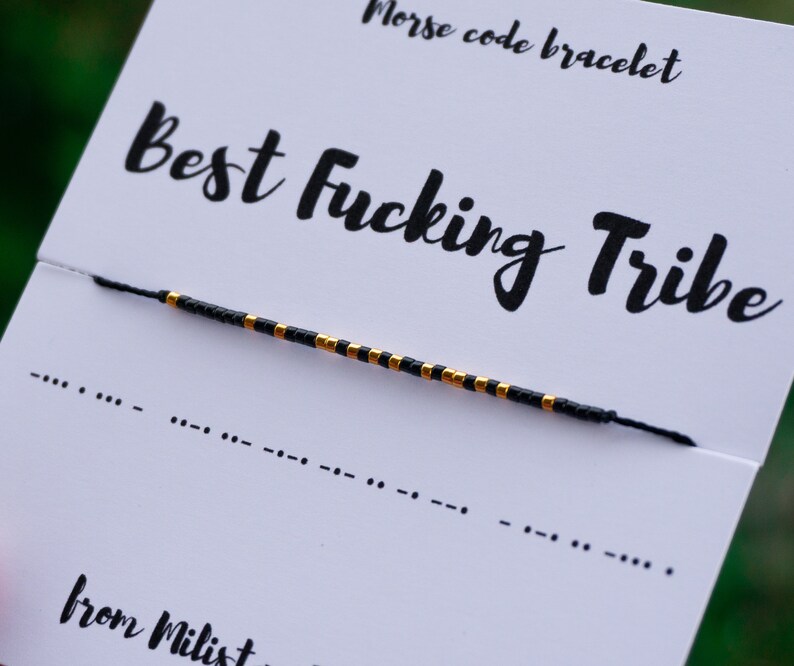 BEST FUCKING TRIBE Morse code bracelet, best friend gifts, friendship bracelet, best friend braclets, morse code gifts, morse code jewelry image 2