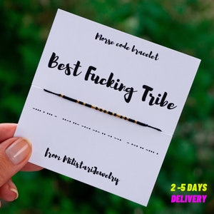 BEST FUCKING TRIBE Morse code bracelet, best friend gifts, friendship bracelet, best friend braclets, morse code gifts, morse code jewelry image 1