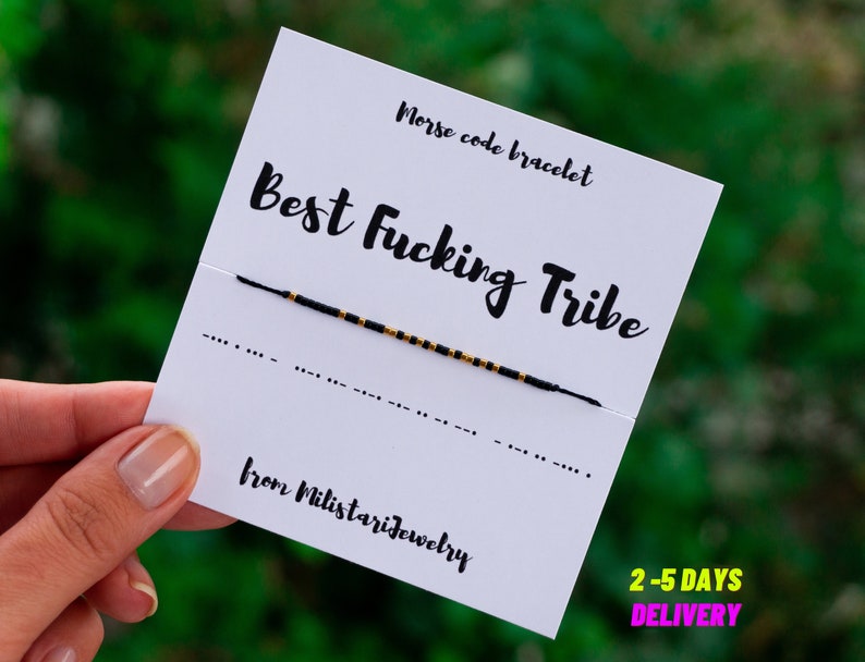BEST FUCKING TRIBE Morse code bracelet, best friend gifts, friendship bracelet, best friend braclets, morse code gifts, morse code jewelry image 1