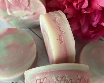 Blossom Soap, Plant-based,  Round soap, Handmade Soap, Pink soap, Plant-Based, Hibiscus, Sweet Citrus