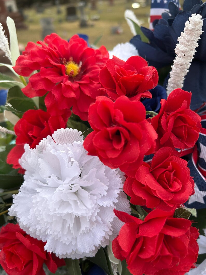 Patriotic Headstone Saddle Red White and Blue for Memorial Day-250th ...