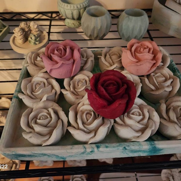 Concrete Roses, and Peony's Handmade 3D available in several colors & Gold Tipped