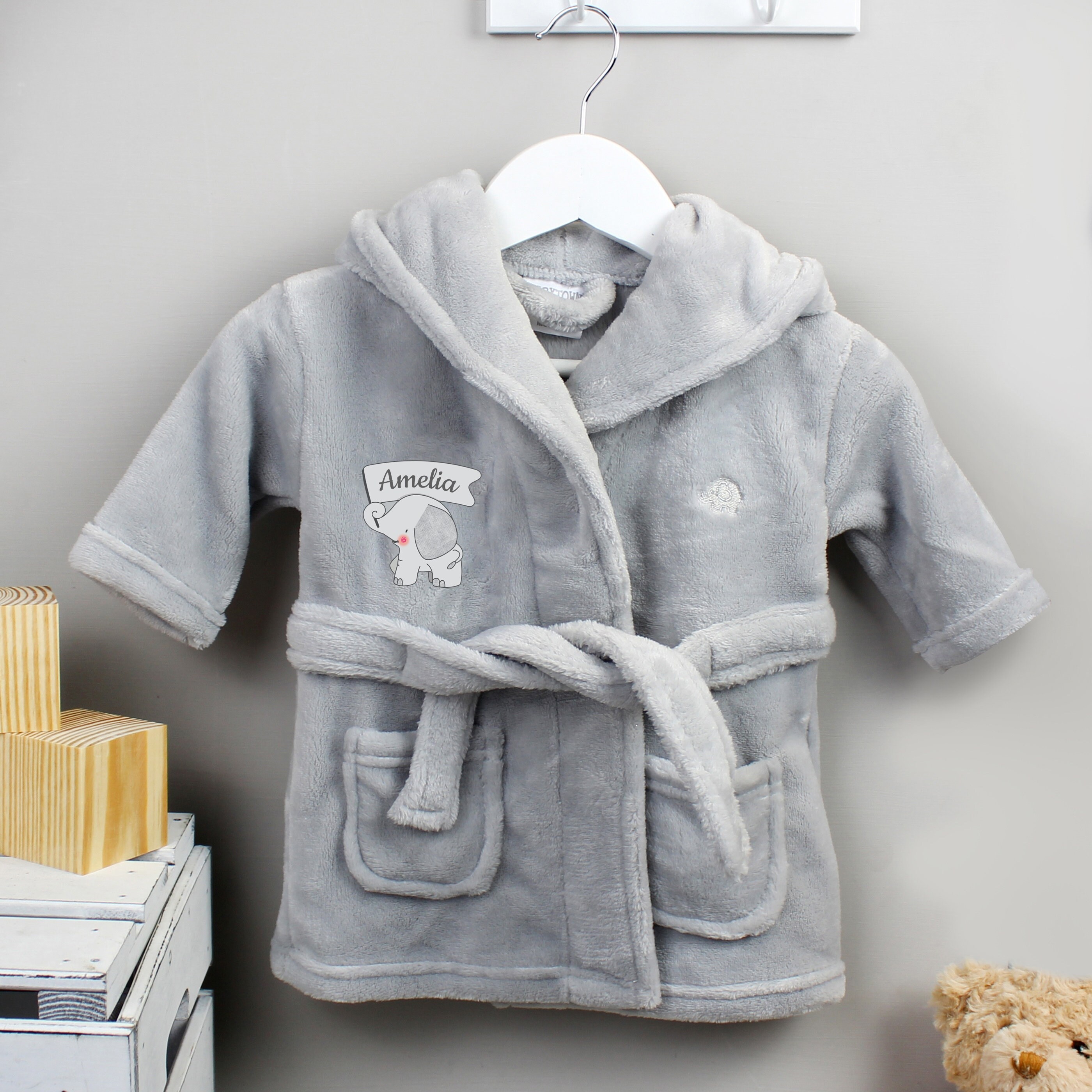 baby grey dressing gown