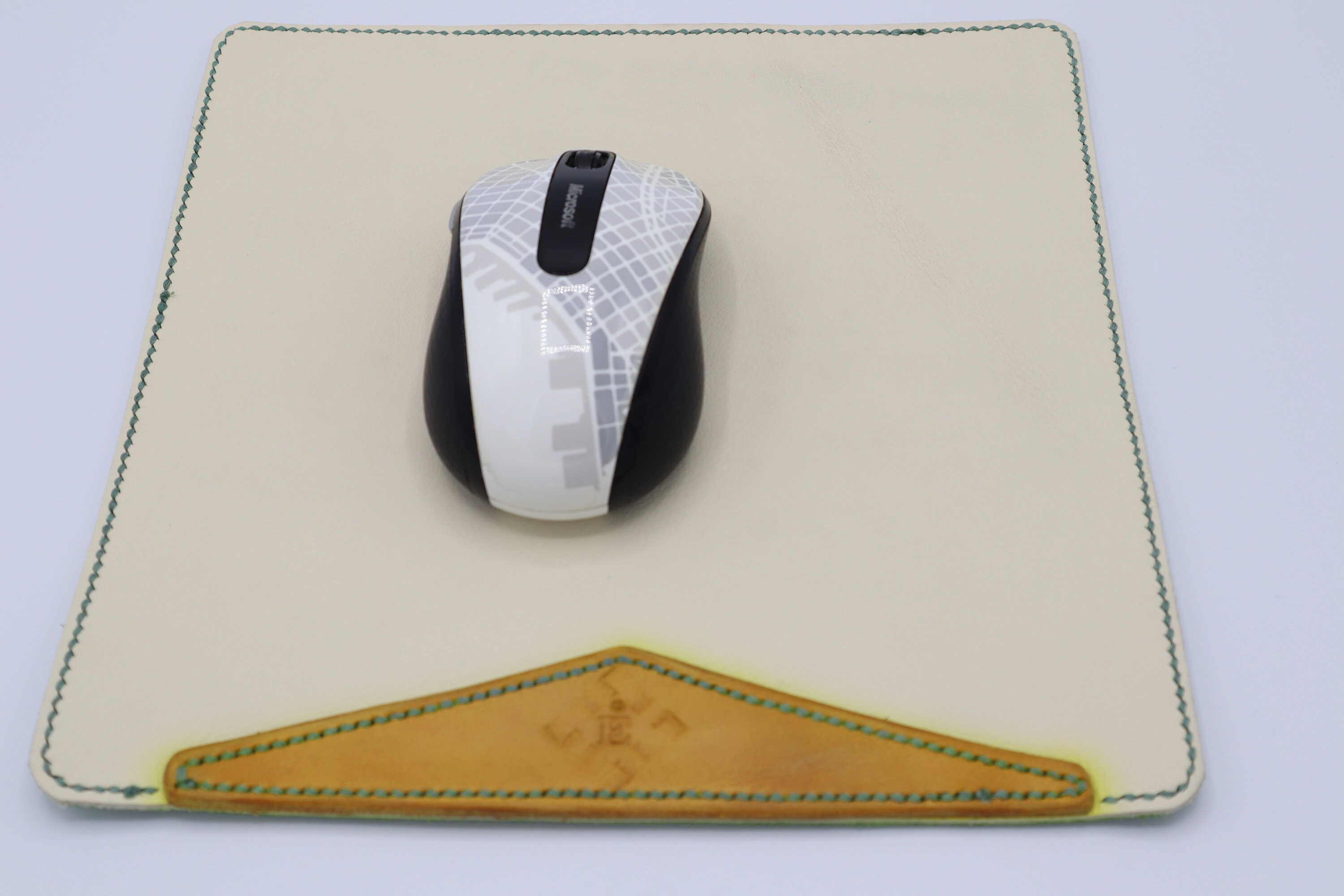 Off White Leather Mouse Pad With Green Suede Lining and Small Etsy